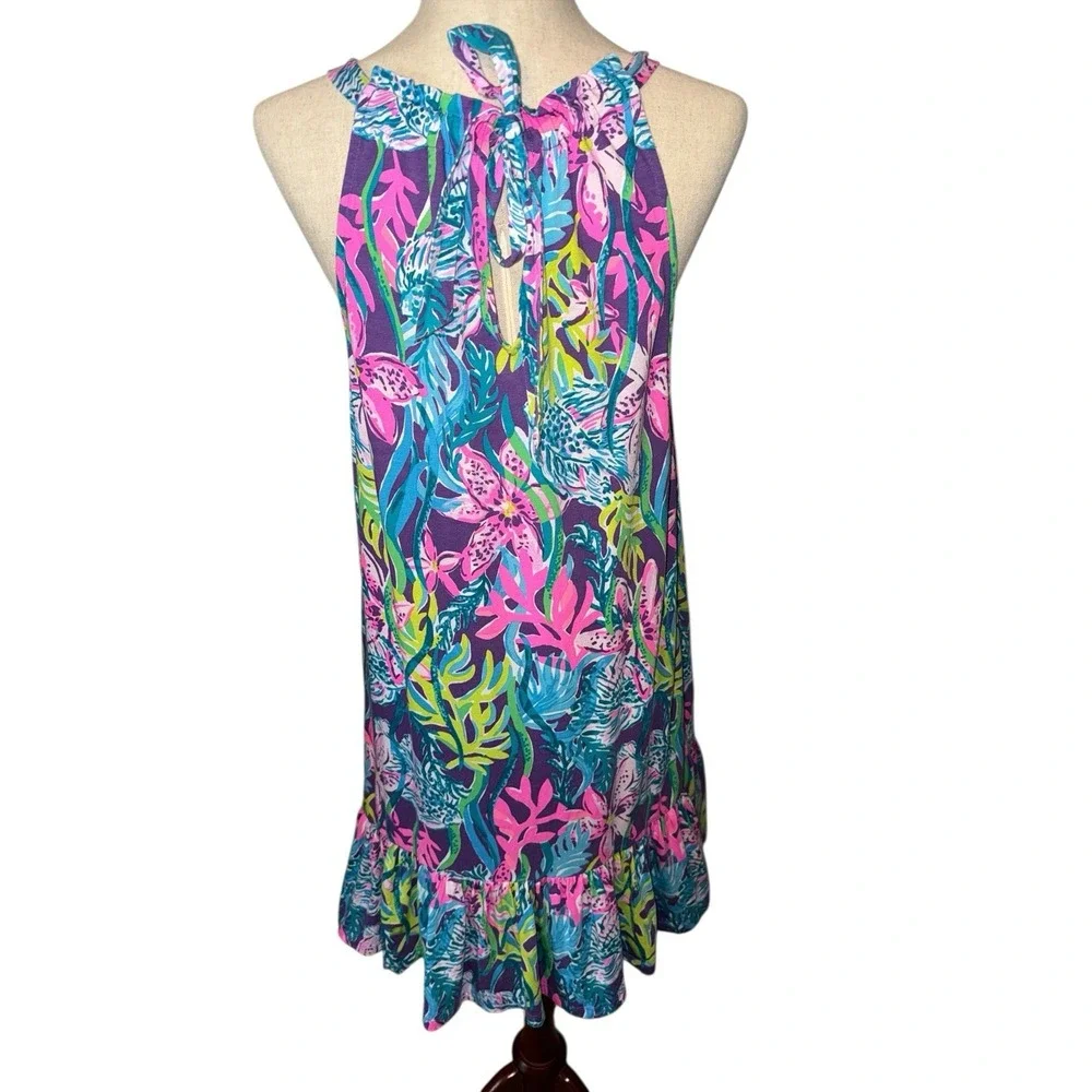 Lilly Pulitzer Saira Dress Halter Tie Neckline Vacation Resort Beach Vacation - Picture 3 of 9
